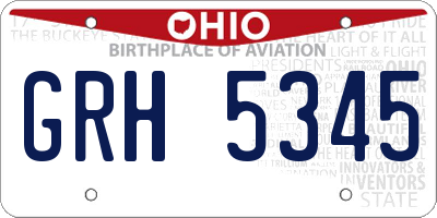 OH license plate GRH5345
