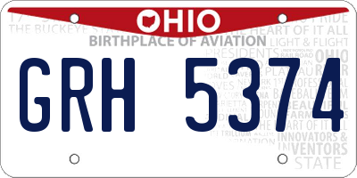 OH license plate GRH5374