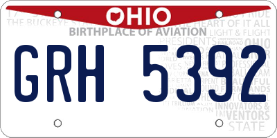 OH license plate GRH5392