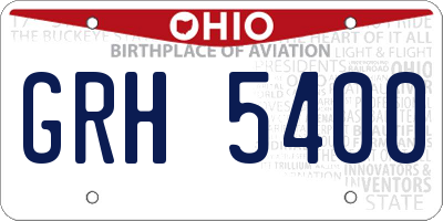 OH license plate GRH5400