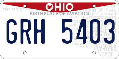 OH license plate GRH5403