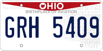 OH license plate GRH5409