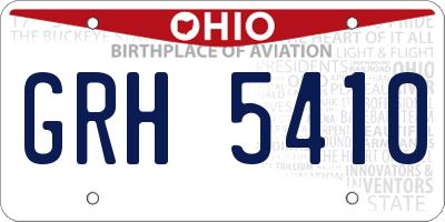 OH license plate GRH5410