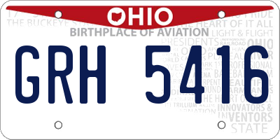 OH license plate GRH5416