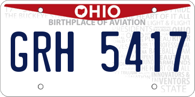 OH license plate GRH5417