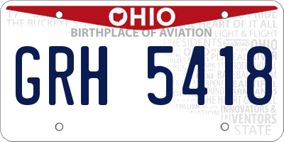 OH license plate GRH5418