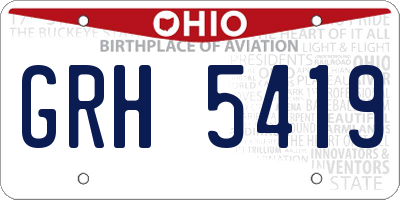 OH license plate GRH5419