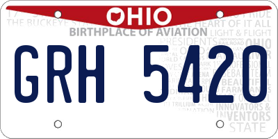 OH license plate GRH5420