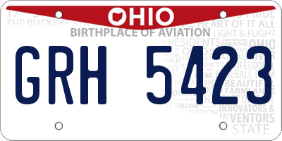 OH license plate GRH5423