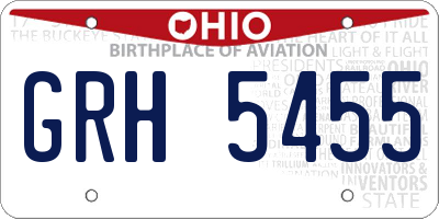 OH license plate GRH5455