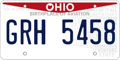 OH license plate GRH5458