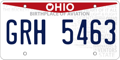 OH license plate GRH5463