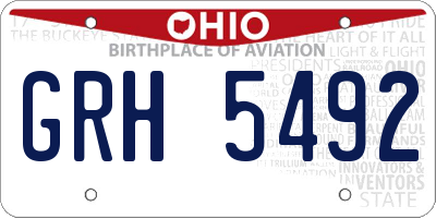 OH license plate GRH5492