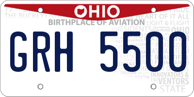 OH license plate GRH5500