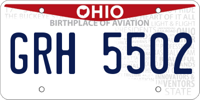 OH license plate GRH5502