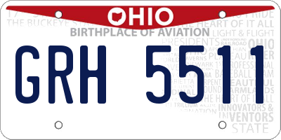 OH license plate GRH5511