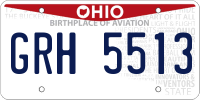 OH license plate GRH5513