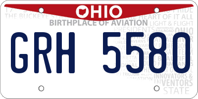 OH license plate GRH5580