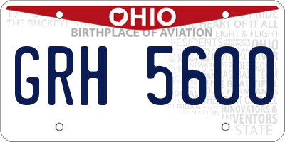 OH license plate GRH5600