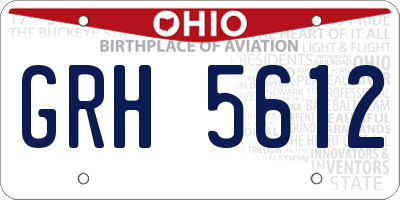 OH license plate GRH5612