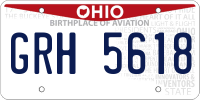 OH license plate GRH5618