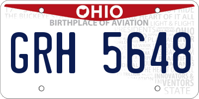 OH license plate GRH5648