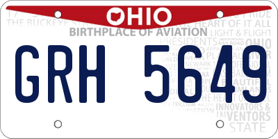 OH license plate GRH5649