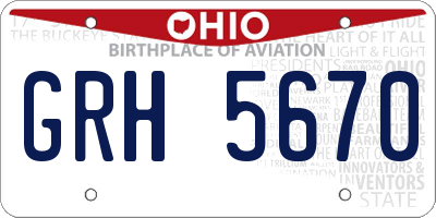 OH license plate GRH5670