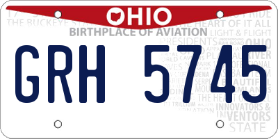 OH license plate GRH5745