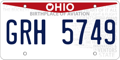 OH license plate GRH5749