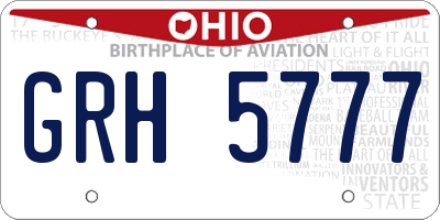 OH license plate GRH5777