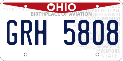 OH license plate GRH5808