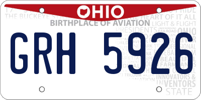 OH license plate GRH5926