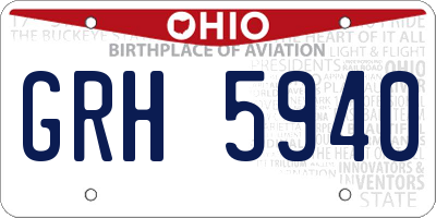 OH license plate GRH5940