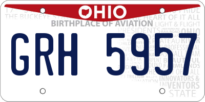 OH license plate GRH5957