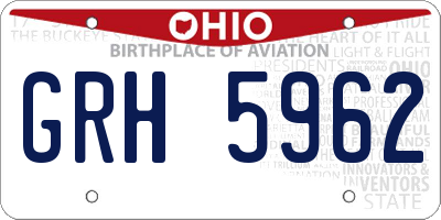 OH license plate GRH5962
