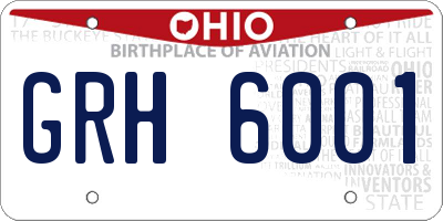 OH license plate GRH6001