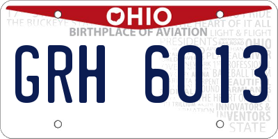 OH license plate GRH6013