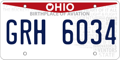 OH license plate GRH6034