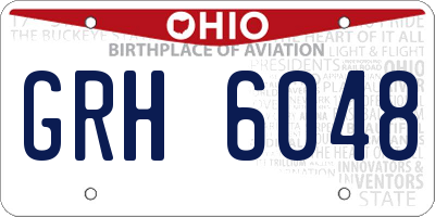 OH license plate GRH6048