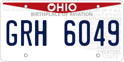 OH license plate GRH6049
