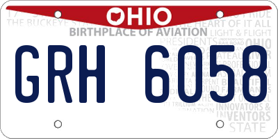 OH license plate GRH6058