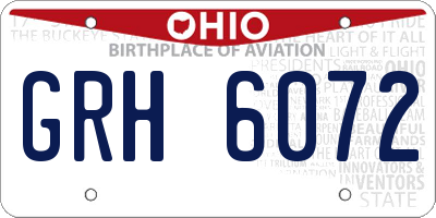 OH license plate GRH6072