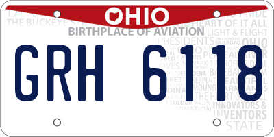 OH license plate GRH6118