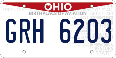 OH license plate GRH6203