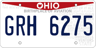 OH license plate GRH6275
