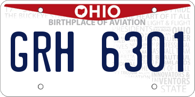 OH license plate GRH6301