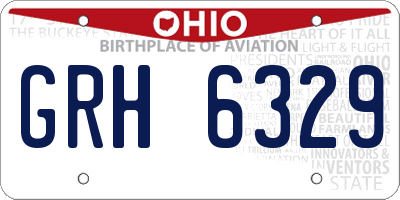 OH license plate GRH6329