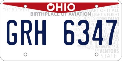 OH license plate GRH6347