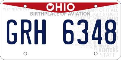 OH license plate GRH6348